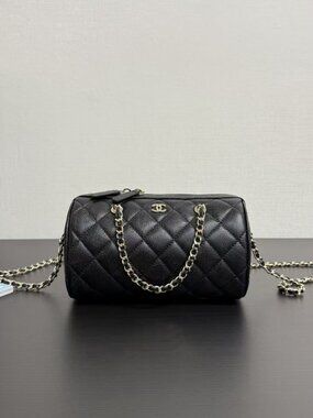 CHANEL Black Cylindrical Bag